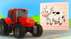 Синий Трактор. Учим названия домашних животных с помощью Синего Трактора и Уличной техники для детей
