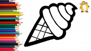 Мультик - раскраска для детей МОРОЖЕНОЕ. Учимся как рисовать МОРОЖЕНОЕ В РОЖКЕ // ОБУЧАШКА ТВ