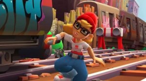 Мультики для самых маленьких Бегалки - Трикки собирает монетки в районе "Доки" Subway Surfers City