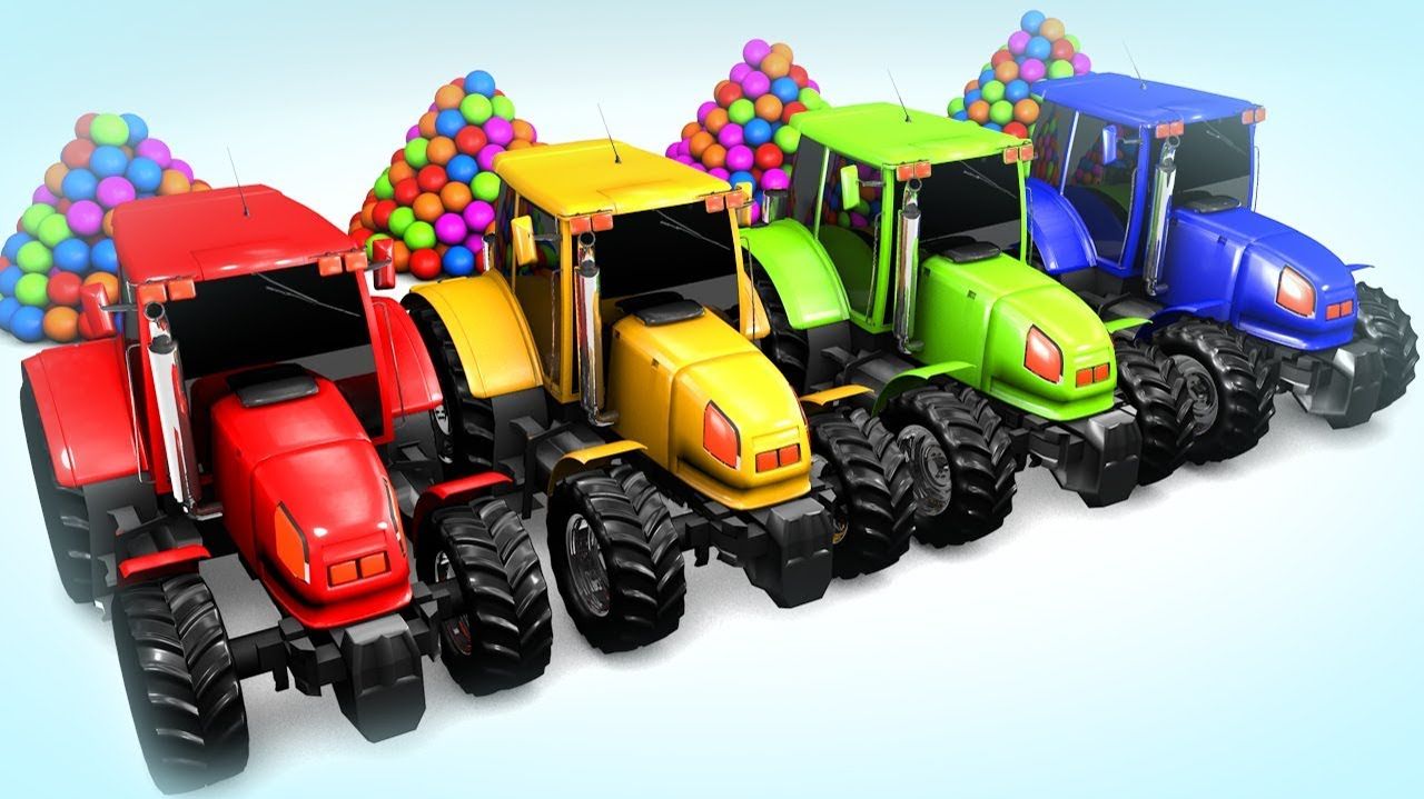 Синий Трактор - Учим Цвета с Уличным Синим Трактором и Гаражом и Волшебными Футбольными Мячами