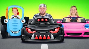 Синий трактор и воришка - Песенка про гонку на машинках