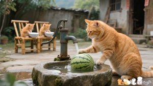 Исцеляющий Душу Арбуз, собранный Мамой Рыжей Кошки За 1 Минуту, Согреет Вас На Весь День🐱🍉