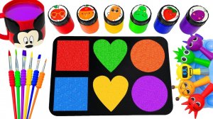 Мультики для детей и малышей.  Разукрашиваем формочки красками и блёстками.