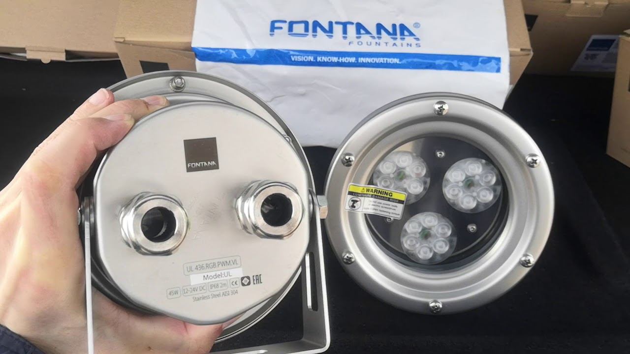 Подводные светильники для для фонтанов и водоёмов от компании Fontana.