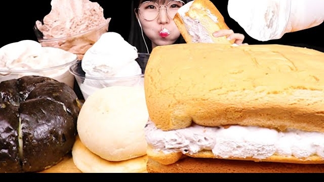 ASMR MUKBANG 크림 빵빵한 생크림 카스테라 크림치즈빵 마늘빵까지 빵 먹방 Cream bomb Cream Castella Bread EATING