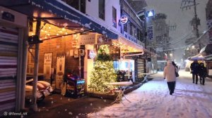 Heavy Snowfall Night Walk in Seoul - First Snow of the Season in Korea