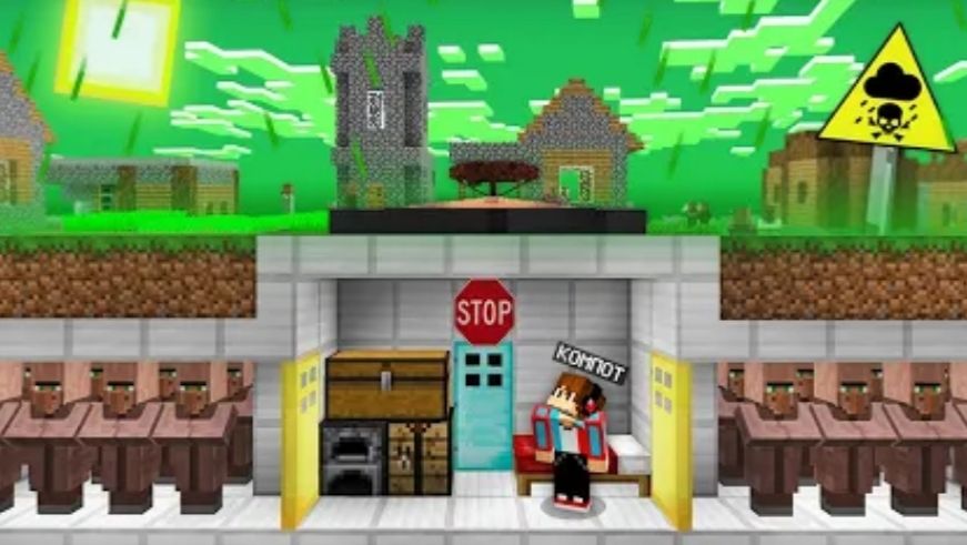 МЫ С ЖИТЕЛЯМИ ПЕРЕЖИЛИ КИСЛОТНЫЙ ДОЖДЬ В МАЙНКРАФТ Компот Minecraft смотреть онлайн