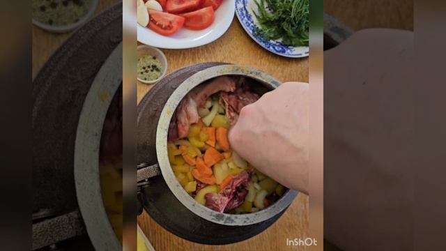 Утка с овощами.