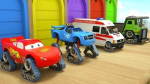 Учим цвета с машинками Маккуин и Блейз - Геликоптер, перевозящий Диснеевские Тачки 3 для детей