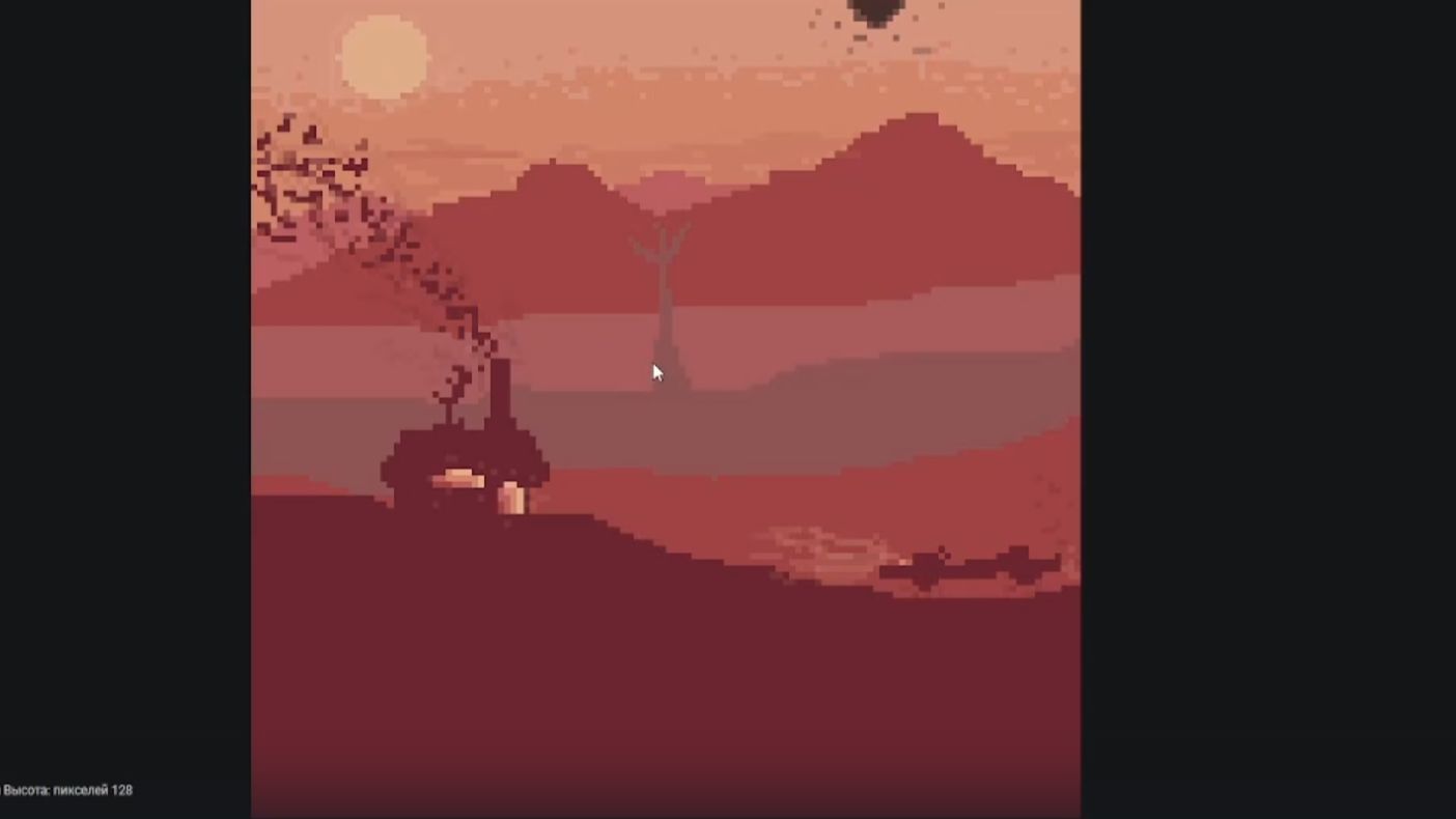 Рисуем пейзаж пиксел-арт просто и быстро. смотреть онлайн