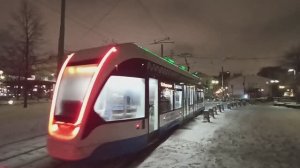 Поездка в Новогоднюю ночь на трамвае "Львенок" по маршруту Т1 (м. Университет - м. Новокузнецкая)