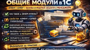 Общие модули в 1С: свойства, клиент/сервер, вызовы ⚙️🧠