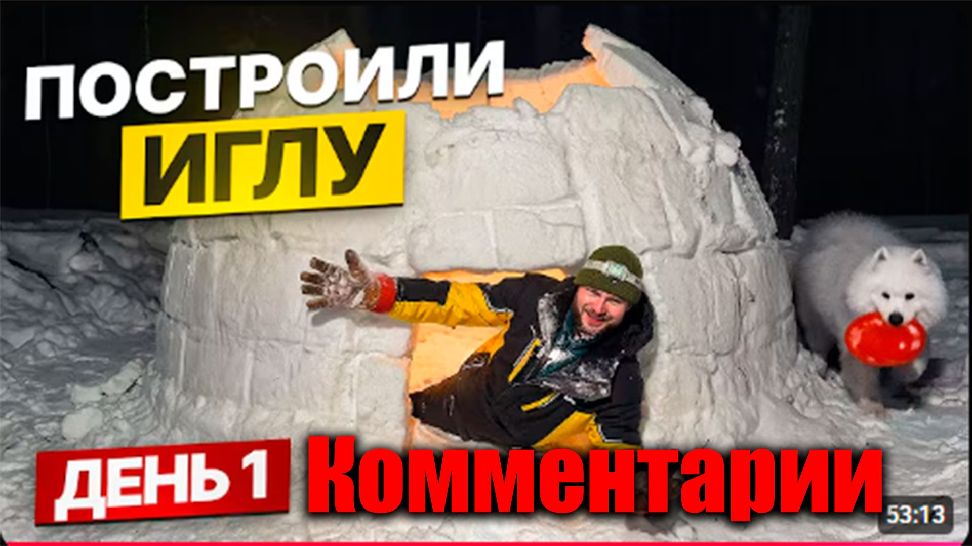 Смотрю "ПОСТРОИЛИ ИГЛУ в ЛЕСУ - НОЧЬ ЗИМОЙ БЕЗ ПАЛАТКИ - день 1" смотреть онлайн