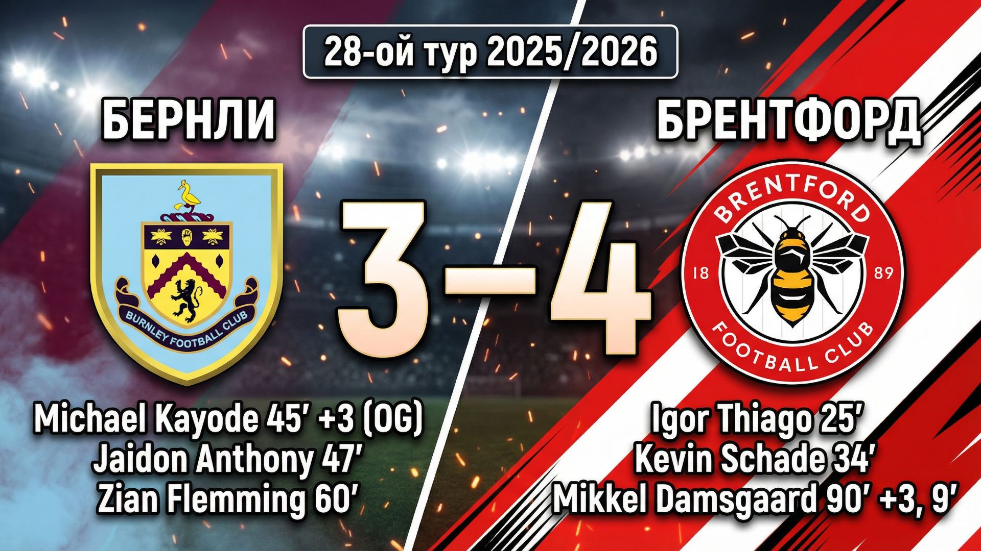 ГОЛЫ БЕРНЛИ - БРЕНТФОРД // 28-ОЙ ТУР АПЛ 25/26