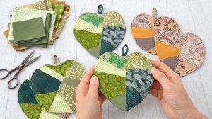 Мой новый хитрый способ без обработки края. Прихватки листики.