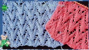 Ажурный рельефный цветочный узор Поляна колокольчиков спицами. Видео МК вязания ажура 0168 со схемой