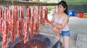 Традиционное приготовление колбасы своими руками. Поход на рынок за свининой и специями. Нхат