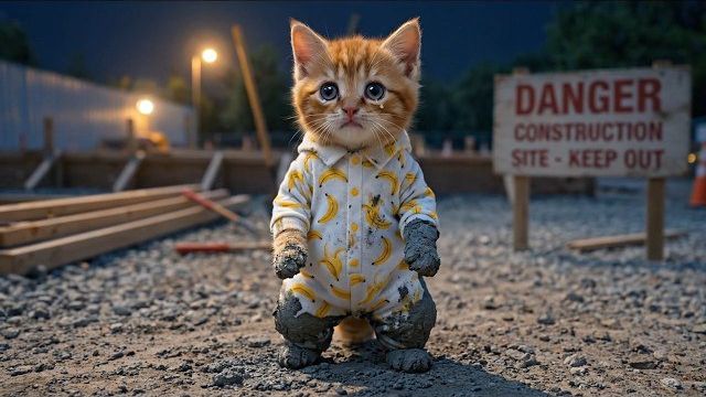 Рыжий котенок заблудился в мокром цементе, и никто об этом не знает папа и мама начинают поиски. смотреть онлайн