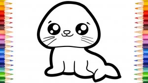 Как нарисовать МОРСКОГО КОТИКА поэтапно для детей/Уроки рисования