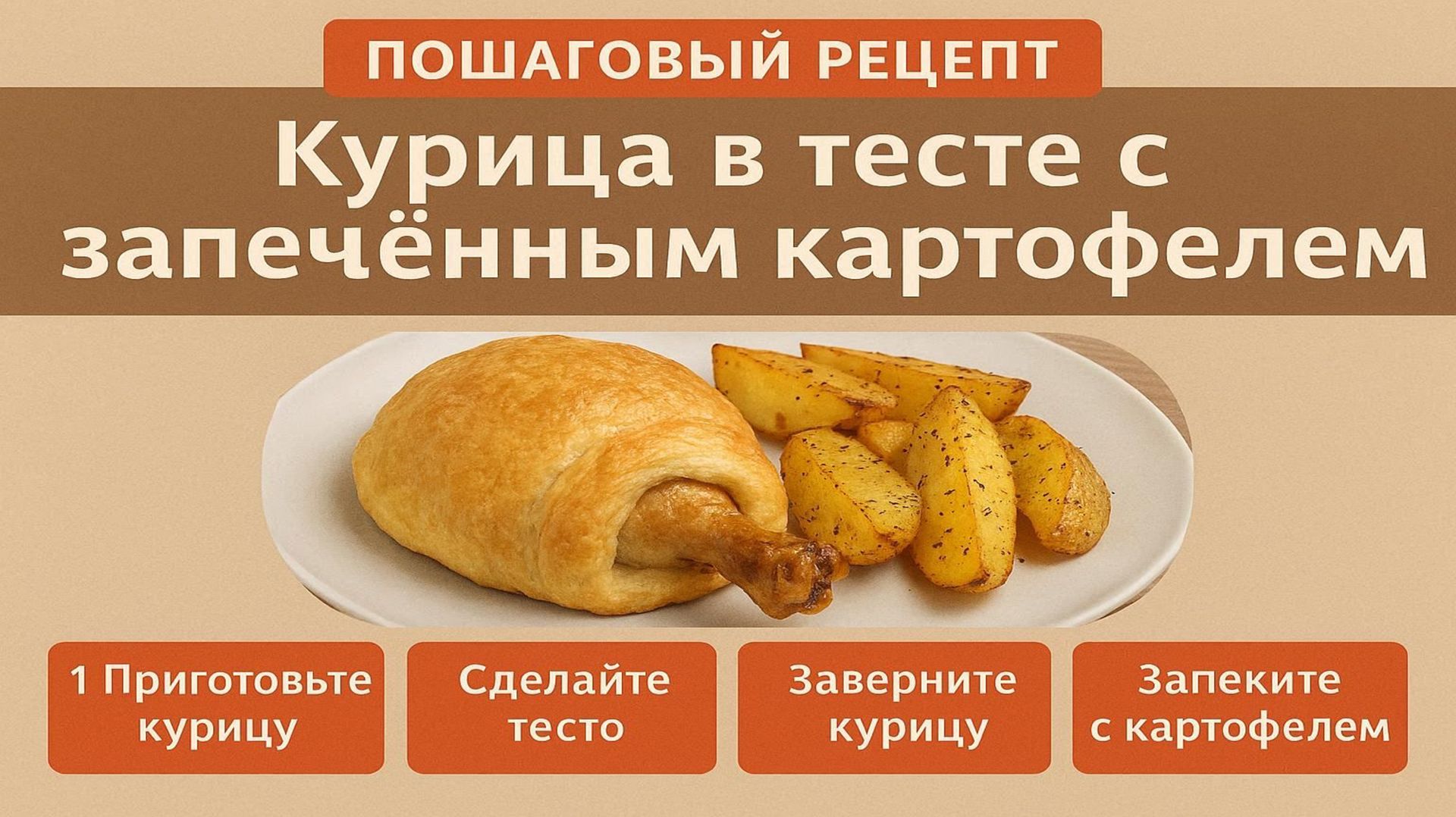 Курица в тесте с запеченным картофелем
