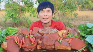 #MUKBANG🥓 Тушёная свиная грудинка, соус из морепродуктов и свежие овощи! ASMR МУКБАНГ ЕДА НА КАМЕРУ