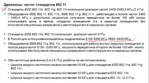 7.6. Диапазоны частот стандартов IEEE 802.11a/b/g/n