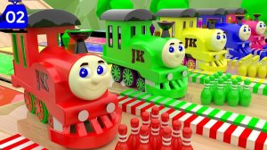 Учим цвета с Паровозиком Томасом - Водные горки с цветами и парковка для детей от Томаса