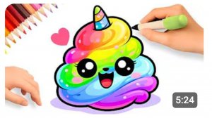 Как легко нарисовать кавайную какашку-единорога  💩🦄