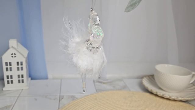 Ёлочная игрушка ТАНЦОВЩИЦА-ПУШИНКА, акрил, прозрачная белая, 8×13 см, 520022-1