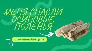 ОСИНОВЫЕ ПОЛЕНЬЯ ИЗБАВИЛИ МЕНЯ ОТ ЭТОЙ НАПАСТИ