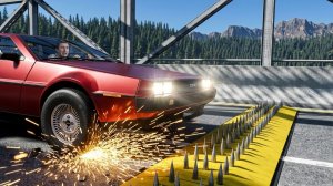 BeamNG Drive - Массивная авария с использованием шипованной ленты и столкновения автомобилей
