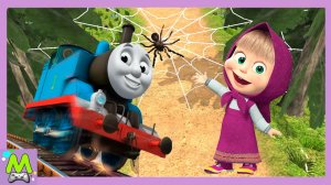 Маша против Паровозика Томаса.Догонялки по Лесу и Скалам.Герои Мультиков в Гонках на Ловкость