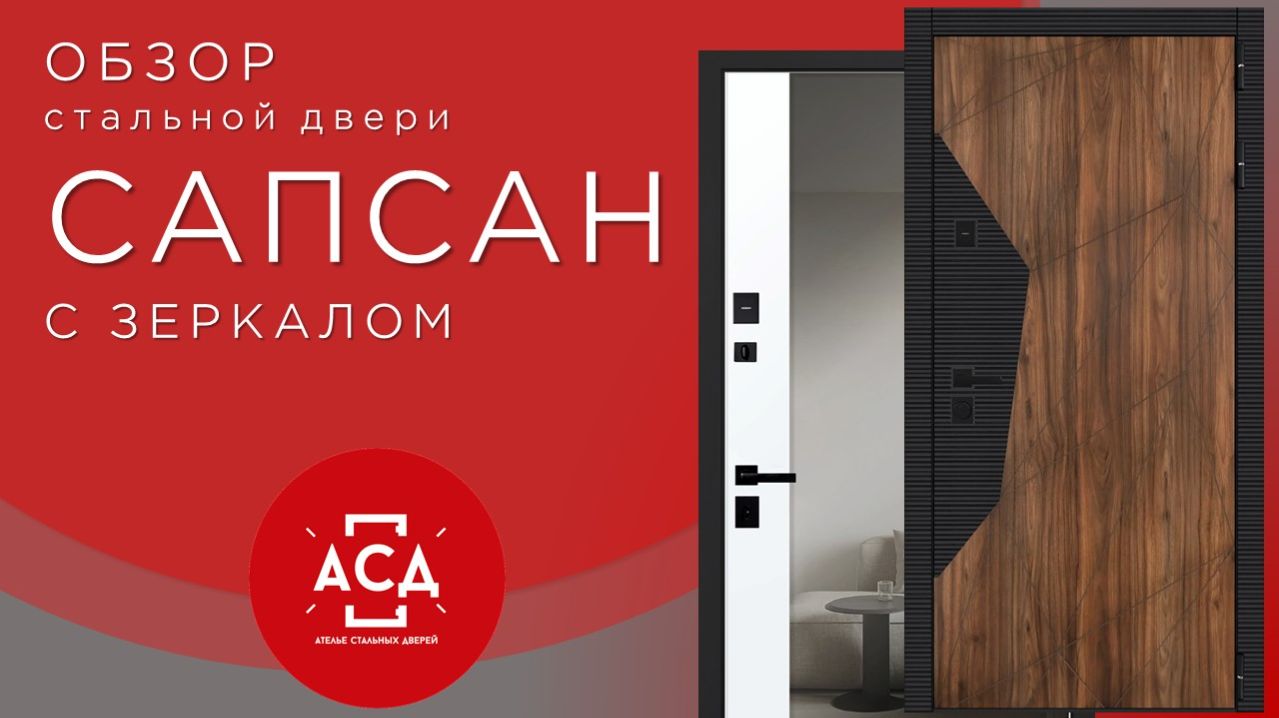 Стальная дверь Сапсан с зеркалом (адаптивная замковая часть)