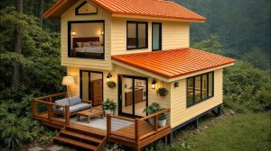 Молодая пара с маленьким ребенком строит новый деревянный дом с интерьером и кухней. Вьетнам