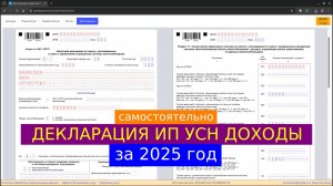 Декларация УСН за 2025 год для ИП Доходы без сотрудников - самостоятельное заполнение