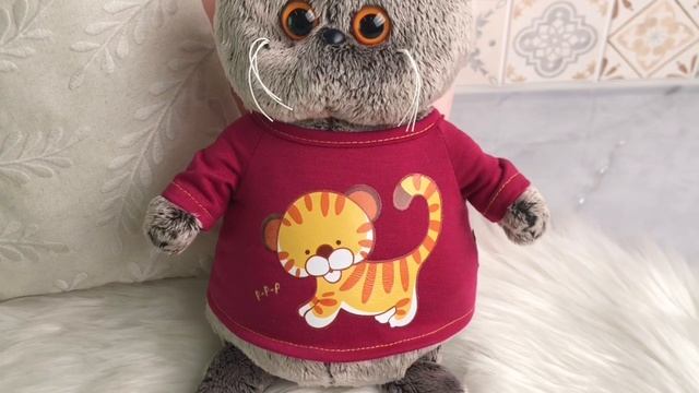 Мягкая игрушка Кот Басик в футболке с принтом Тигренок 30 см, Ks30-143