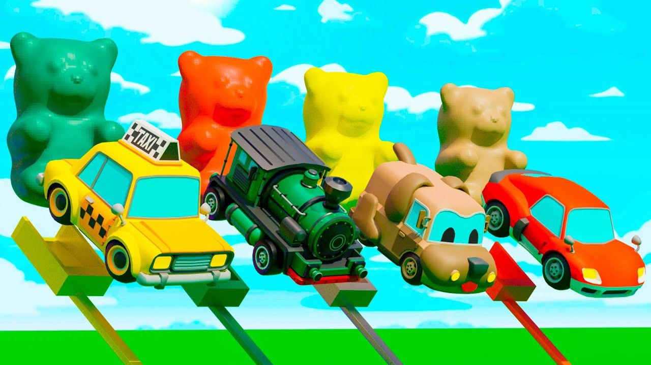 Семья пальчиков. Колеса на автобусе. Превращайте машинки в гигантские конфеты. Детские песенки