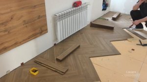 Укладка ламината WOODstyle ARROW Дуб компаунд ёлочкой.