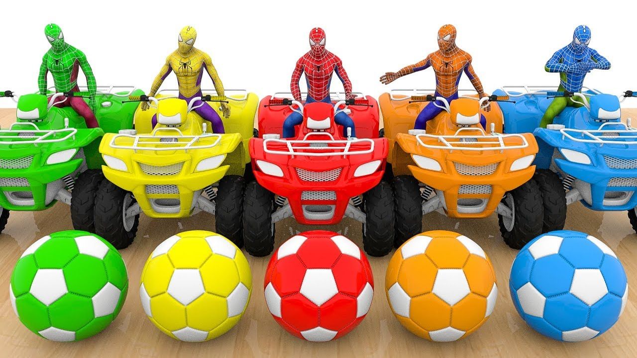 Цвета для детей - Человек-паук и цветные футбольные мячи - Дети учат цвета