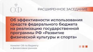 Расширенное заседание Комитета СФ по бюджету и финансовым рынкам