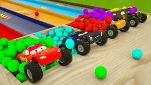 Учим цвета с помощью машинок Маккуина грузовика Мак и уличных транспортных средств мультик для детей