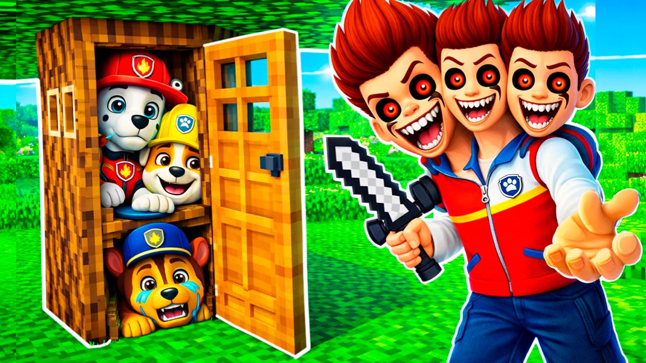 ПРЯЧУСЬ ПОД ДЕРЕВОМ с ЩЕНЯЧИЙ ПАТРУЛЬ от ТРЁХГОЛОВЫЙ РАЙДЕР ЕХЕ в МАЙНКРАФТ МУЛЬТИК