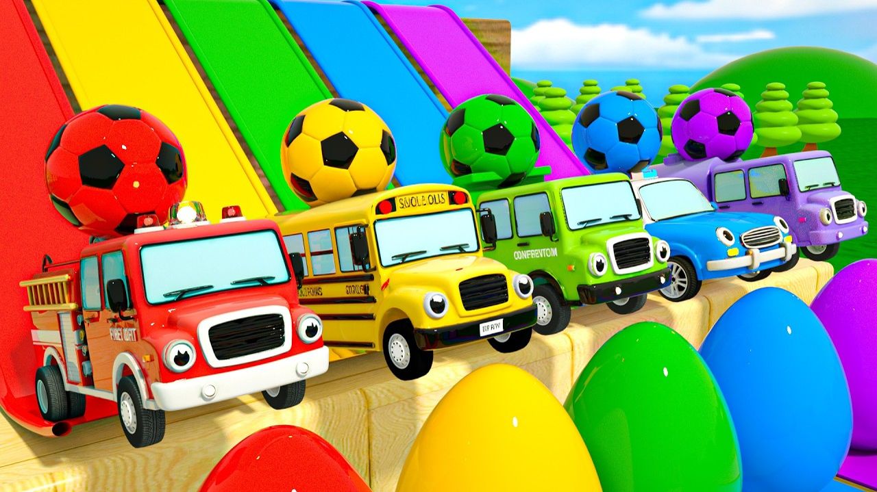 Малышка Акула - Песенка колеса на автобусе - Конкурс по раскрашиванию уличных транспортных средств