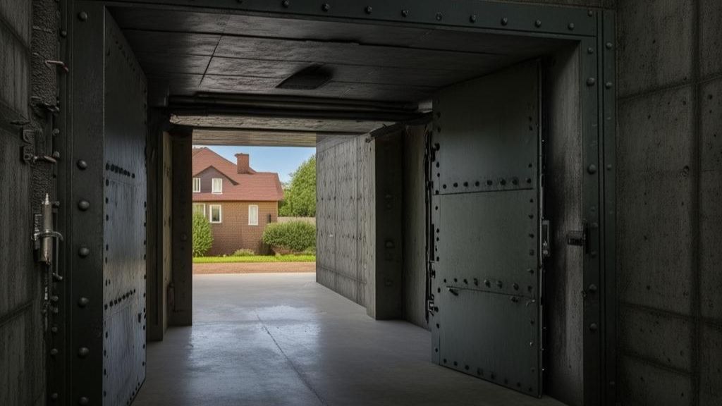 В подвале оборудован бункер. Зеркало в спортивном зале является потайной дверью...