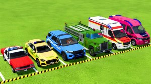 МУЛЬТИКИ ДЛЯ ДЕТЕЙ: БОЛЬШИЕ ГРУЗОВИКИ ПЕРЕВОЗЯТ МАШИНЫ ПОЛИЦИЯ ПОЖАРНЫЕ СКОРАЯ СИНИЙ ТРАКТОР