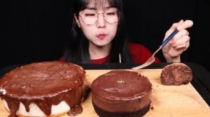 ASMR MUKBANG 트리플 쇼콜라 케이크 두바이 쫀득 찹쌀떡 브라우니 초코케이크 먹방 Chocolate Dessert Cake Brownie EATING