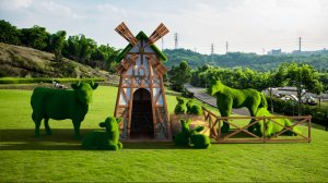 Композиция "Ферма с животными" из искуственной топиарной травы