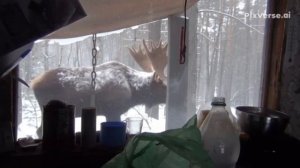 Увидел ЛОСЯ в окне ТАЕЖНОЙ ИЗБУШКИ Лось Охота Рыбалка Сибирь Тайга Бушкрафт