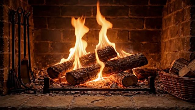Камин 4K с живым огнём и звуком треска дров 🔥 Уютная атмосфера для сна ( 30 мин )