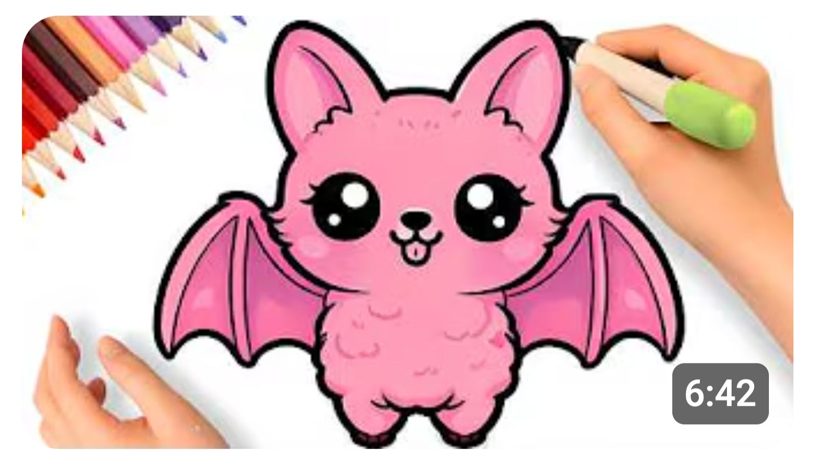 КАК НАРИСОВАТЬ МИЛУЮ ЛЕТУЧУЮ РОЗОВУЮ МЫШЬ 🦇💗 смотреть онлайн